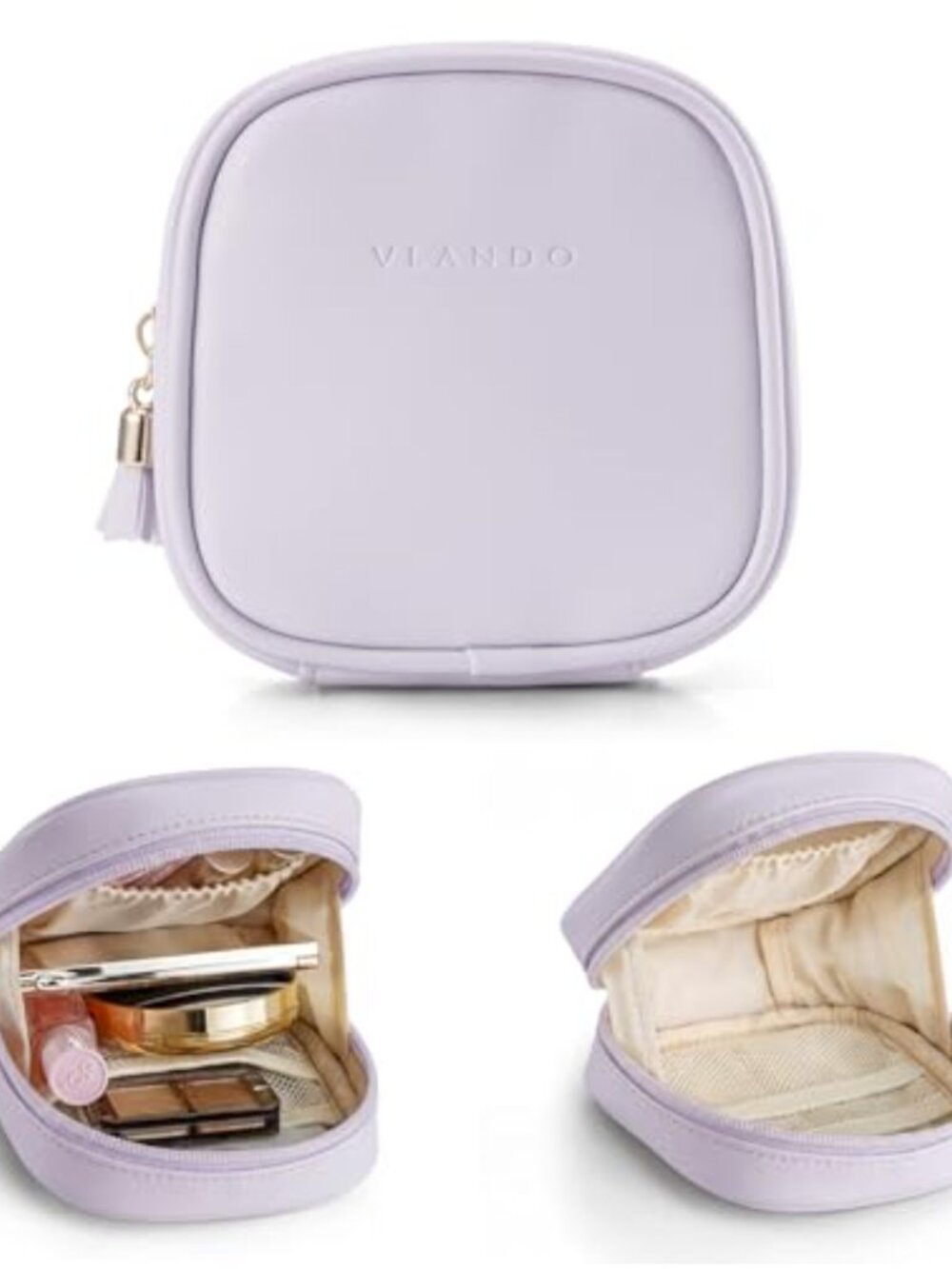 Small Makeup Bag Women Wide-Open Zipper Travel Cosmetic Pouch